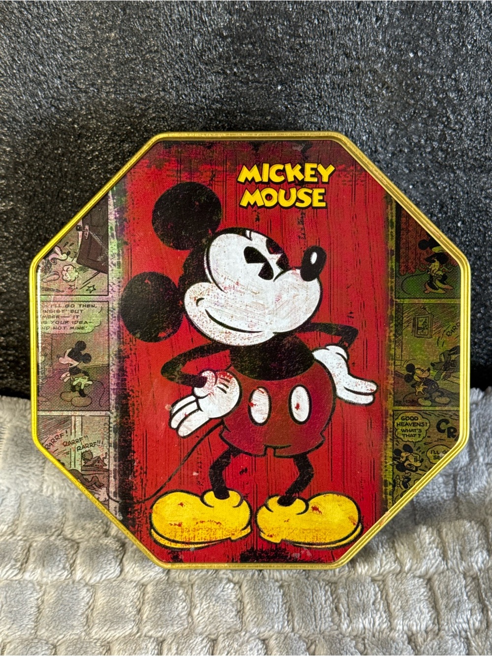 Disney Mickey Mouse Red, Black, Yellow Octagonal Tin